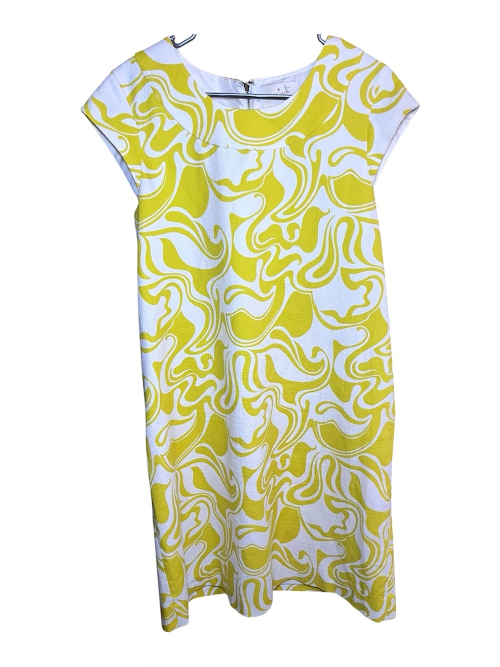 Kate Spade Yellow & White Swirl Shift Dress